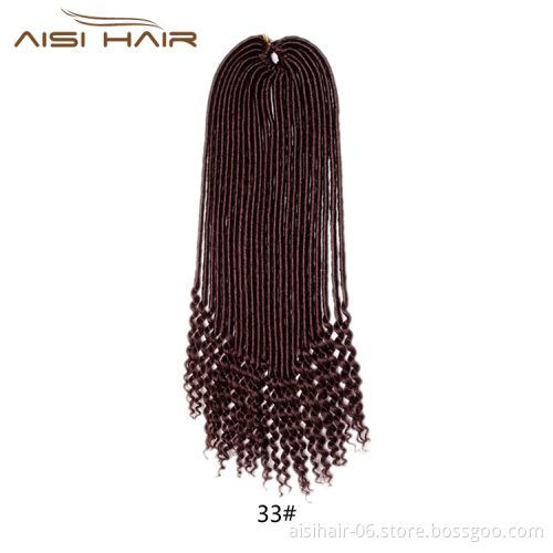 Aisi Hair Goddess Faux Locs Crochet Braids Hair Extensions Synthetic Curly End Faux Locks Braids Hairpieces for Black Women